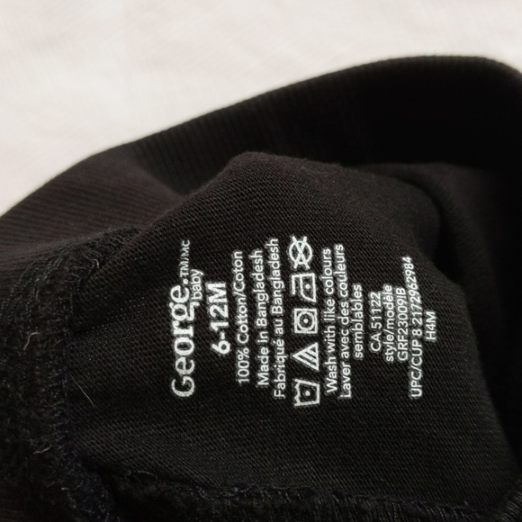 george basic black lightweight cotton joggers pants 6-12 months baby - Picture 2 of 5